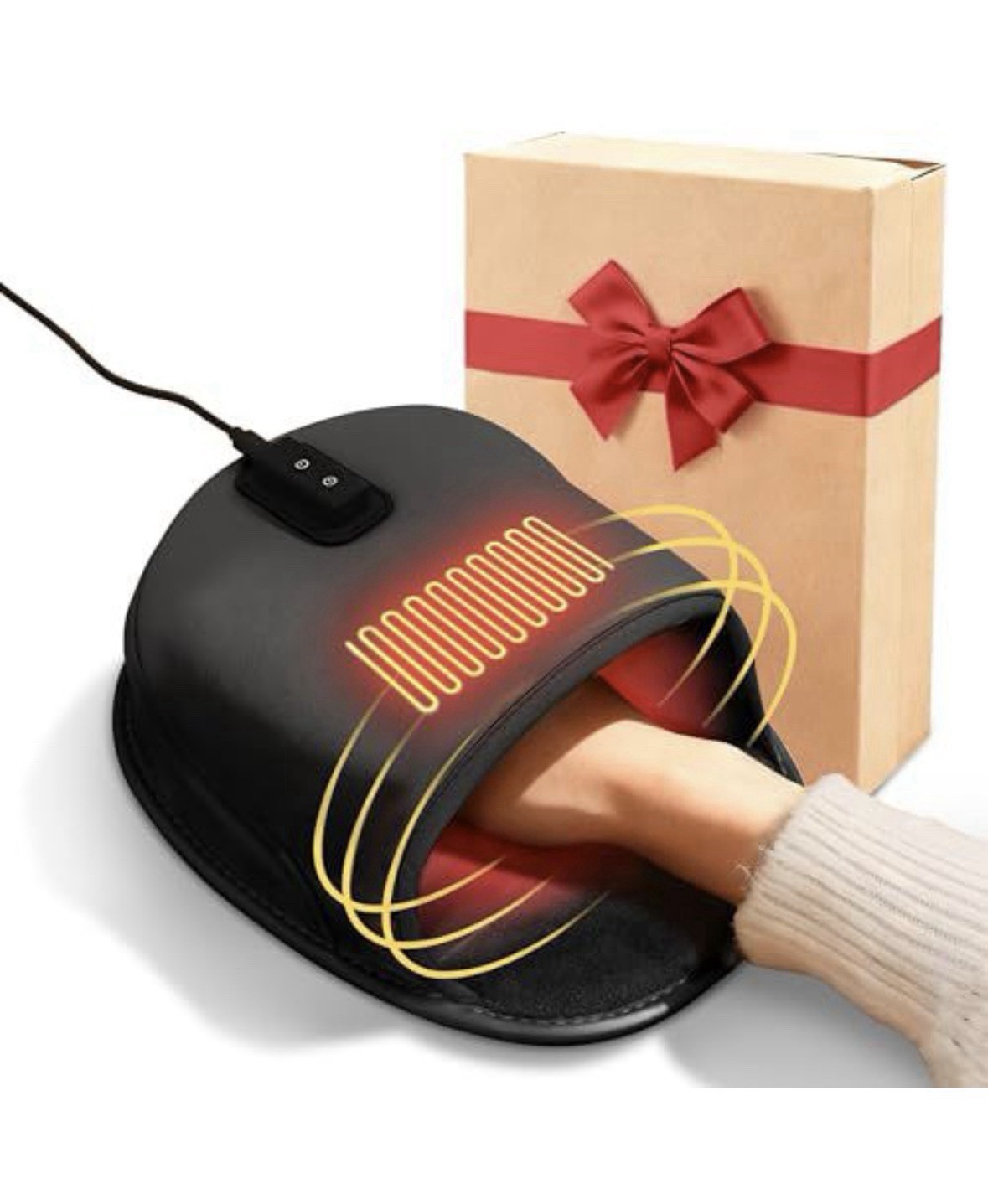 Heated Mouse Pad Hand Warmer, 3-Temperature & Timer, Hand Warmer Mouse Pad black