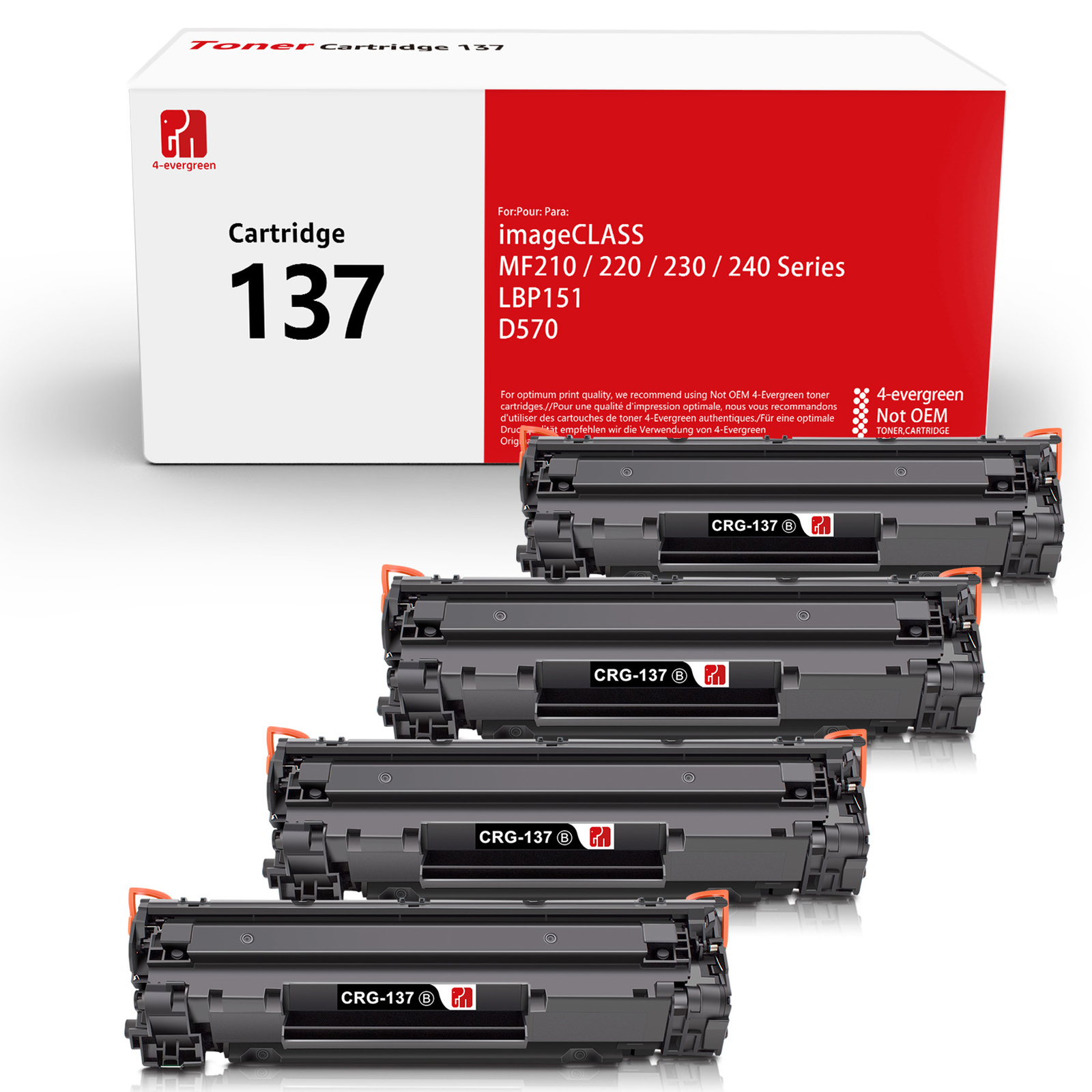 4 Pack CRG137 Toner Replacement For Canon 137 ImageClass MF232w MF227dw MF249dw