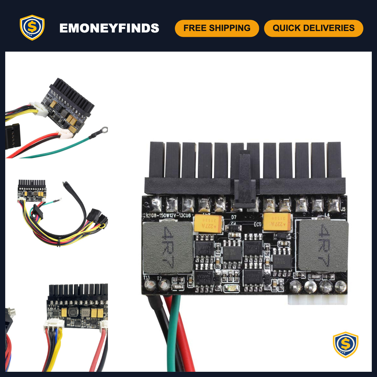 150W 24-Pin DC ATX Mini-ITX Power Supply Adapter for Car/Computer Mainboard