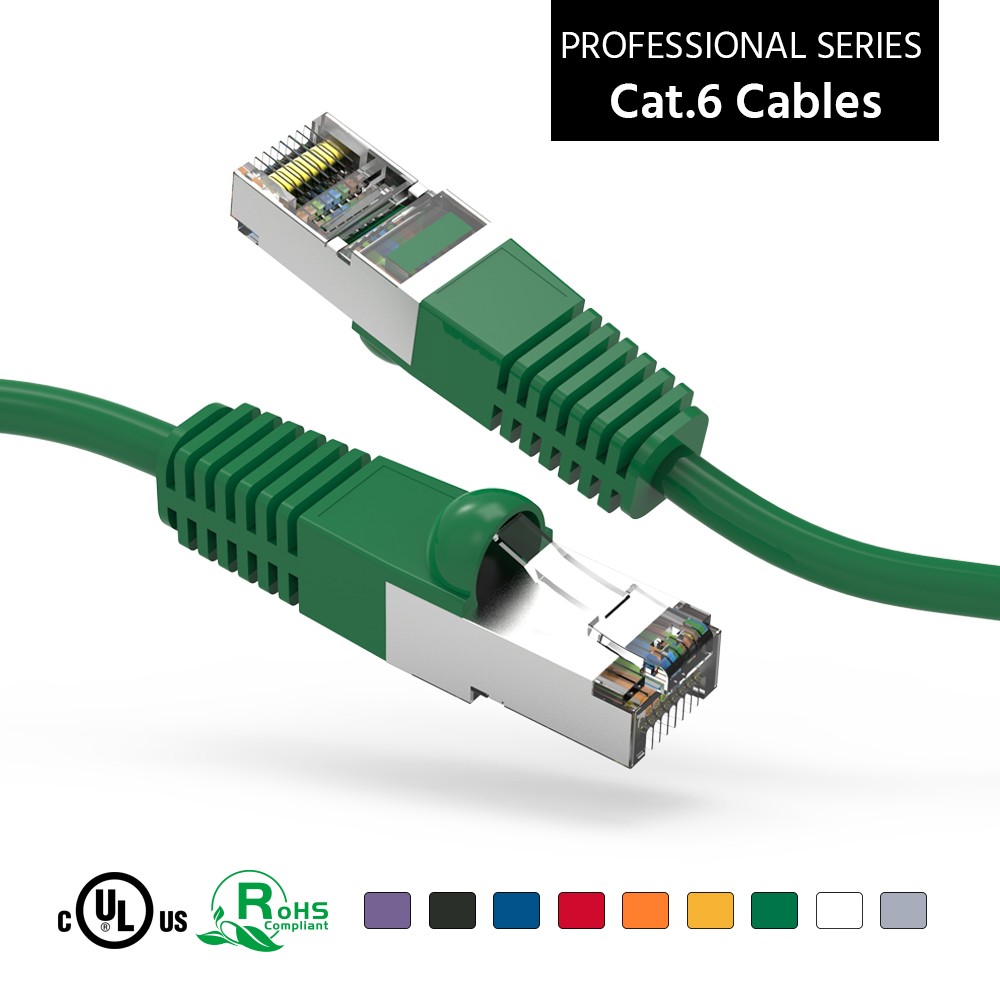 10 Pack of 100Ft CAT6 Shielded (SSTP) Ethernet Network Booted Cable 25-200 Feet