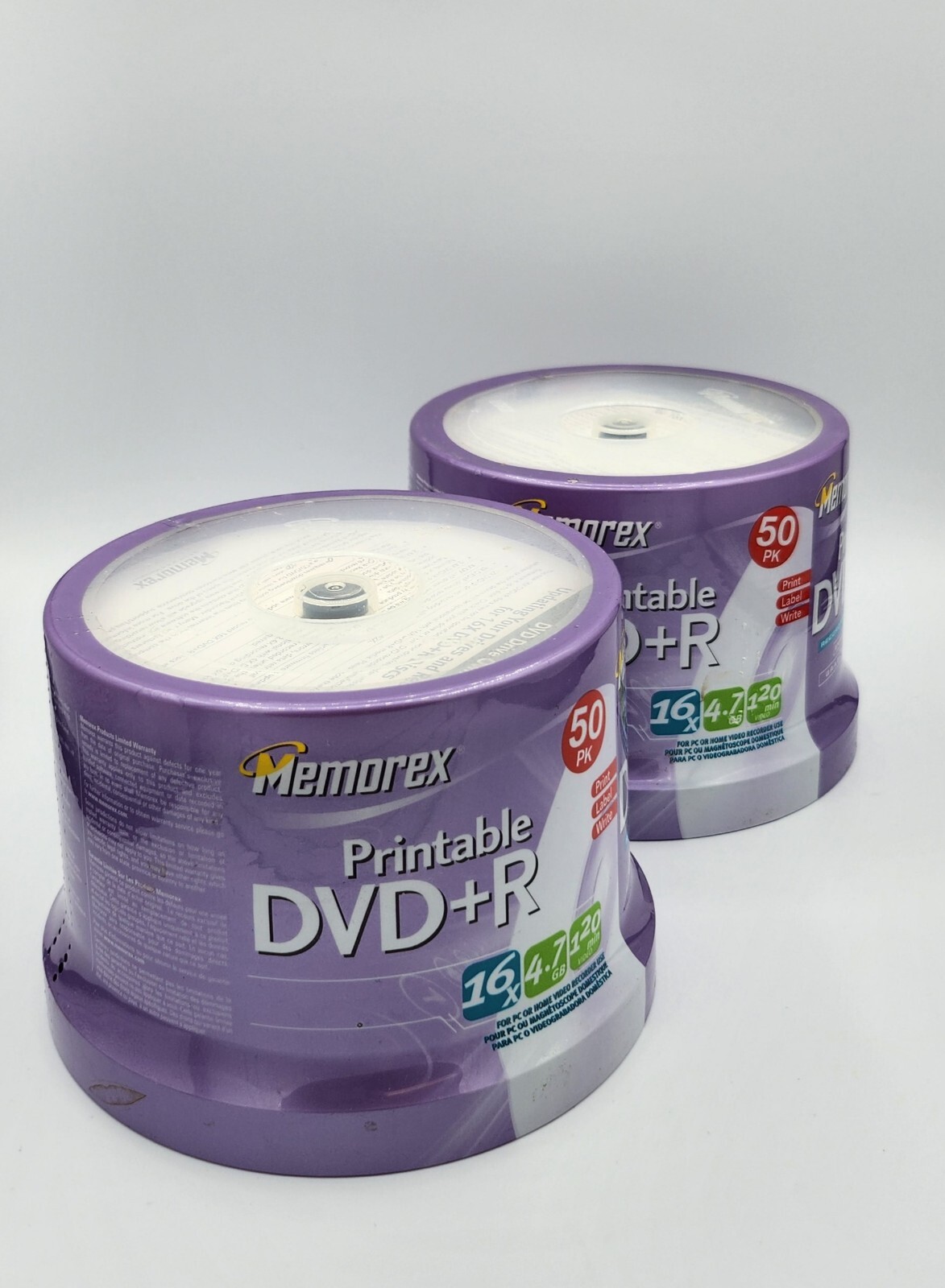 2 Memorex 50PK Printable DVD+R