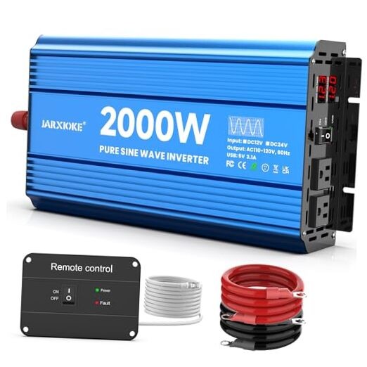 2000 Watt Pure Sine Wave Power Inverter, 12V DC to 110 Vdc to TM-12V-2000-YK