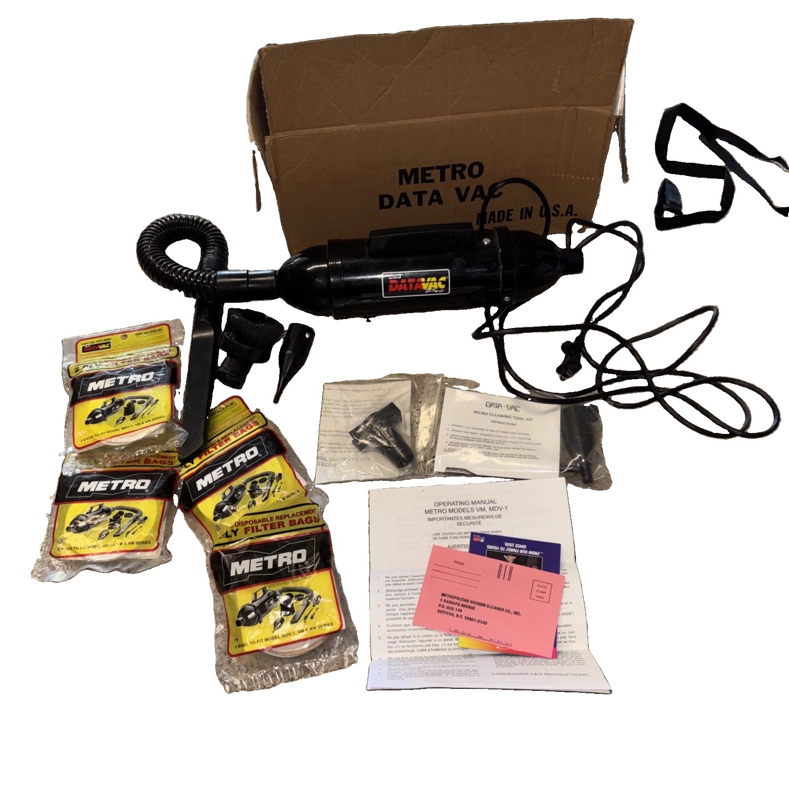 Metro DataVac PRO MDV-1 Computer Cleaning System Blower/Vacuum Complete w/ Bags