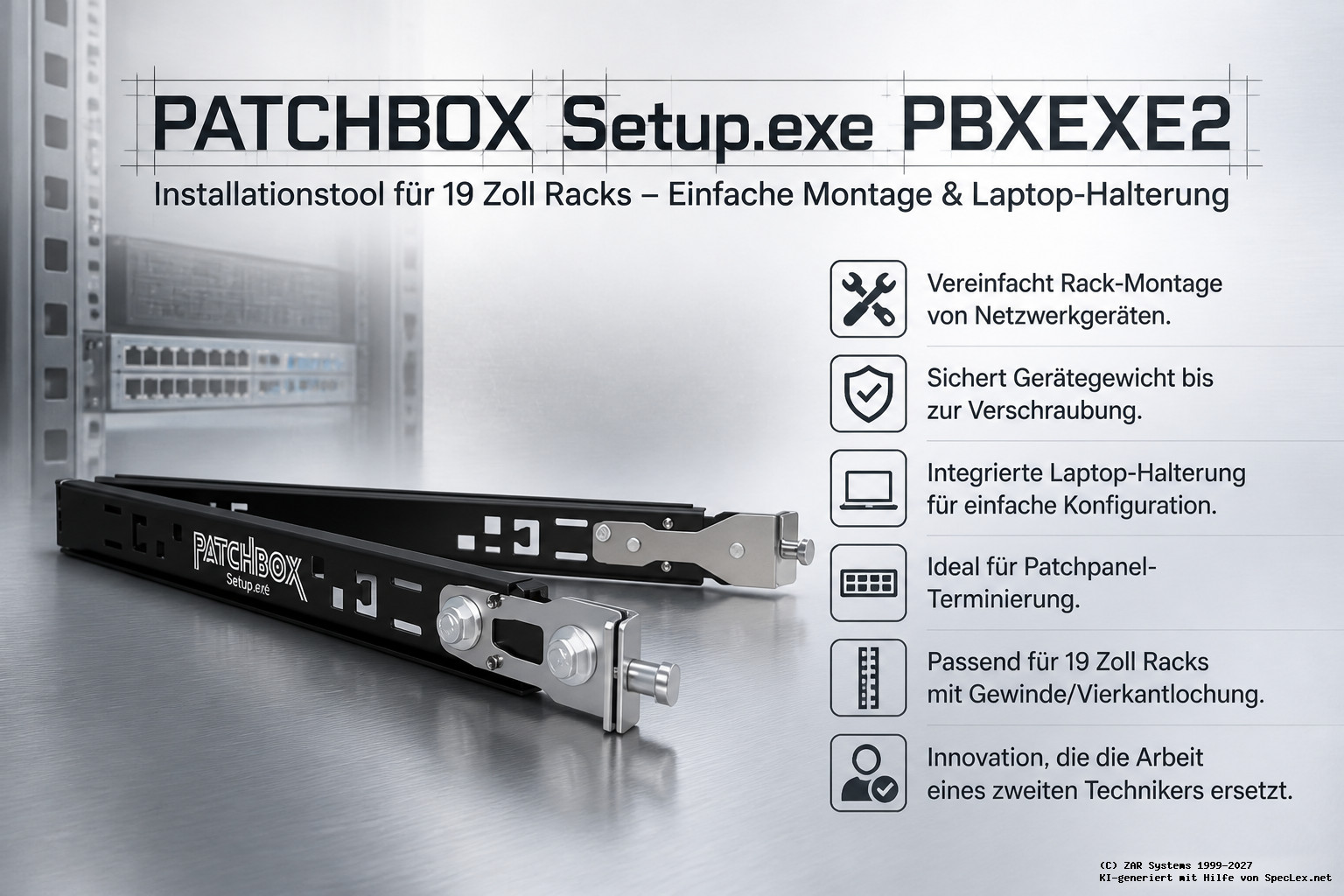 Patchbox Setup.exe PBXEXE2 installation tool installation aid accessories for server rack