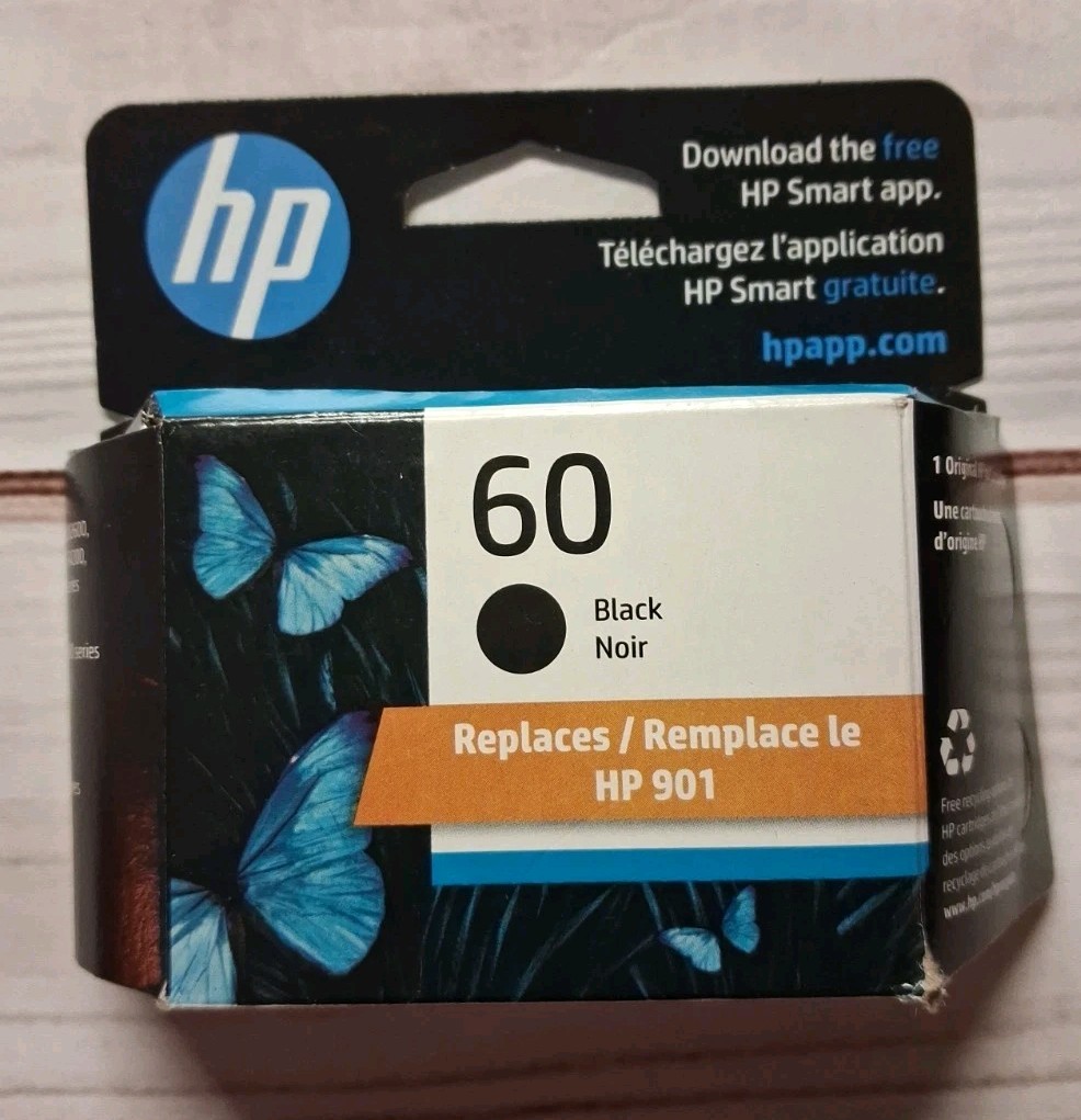 NEW FACTORY SEALED HP 60 BLACK INK CARTRIDGE EXP OCT 2026 