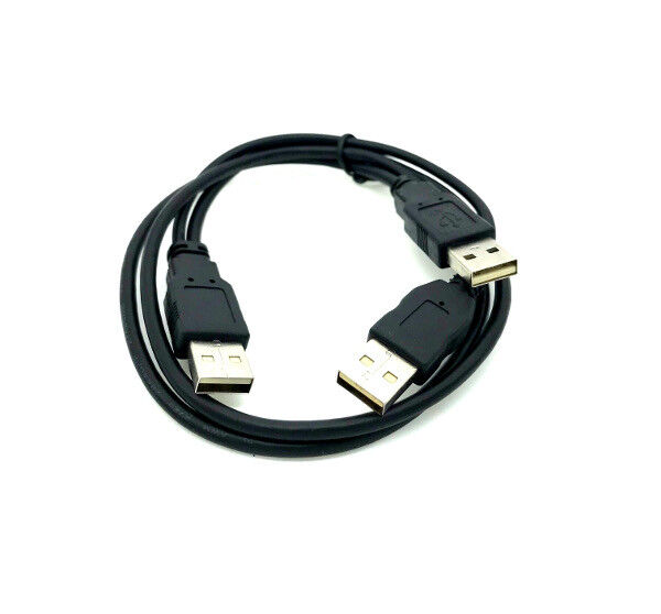 USB 2.0 High Speed Dual Type A Male to Male X2 Y Cable Cord HUB HDD 1FT/3FT