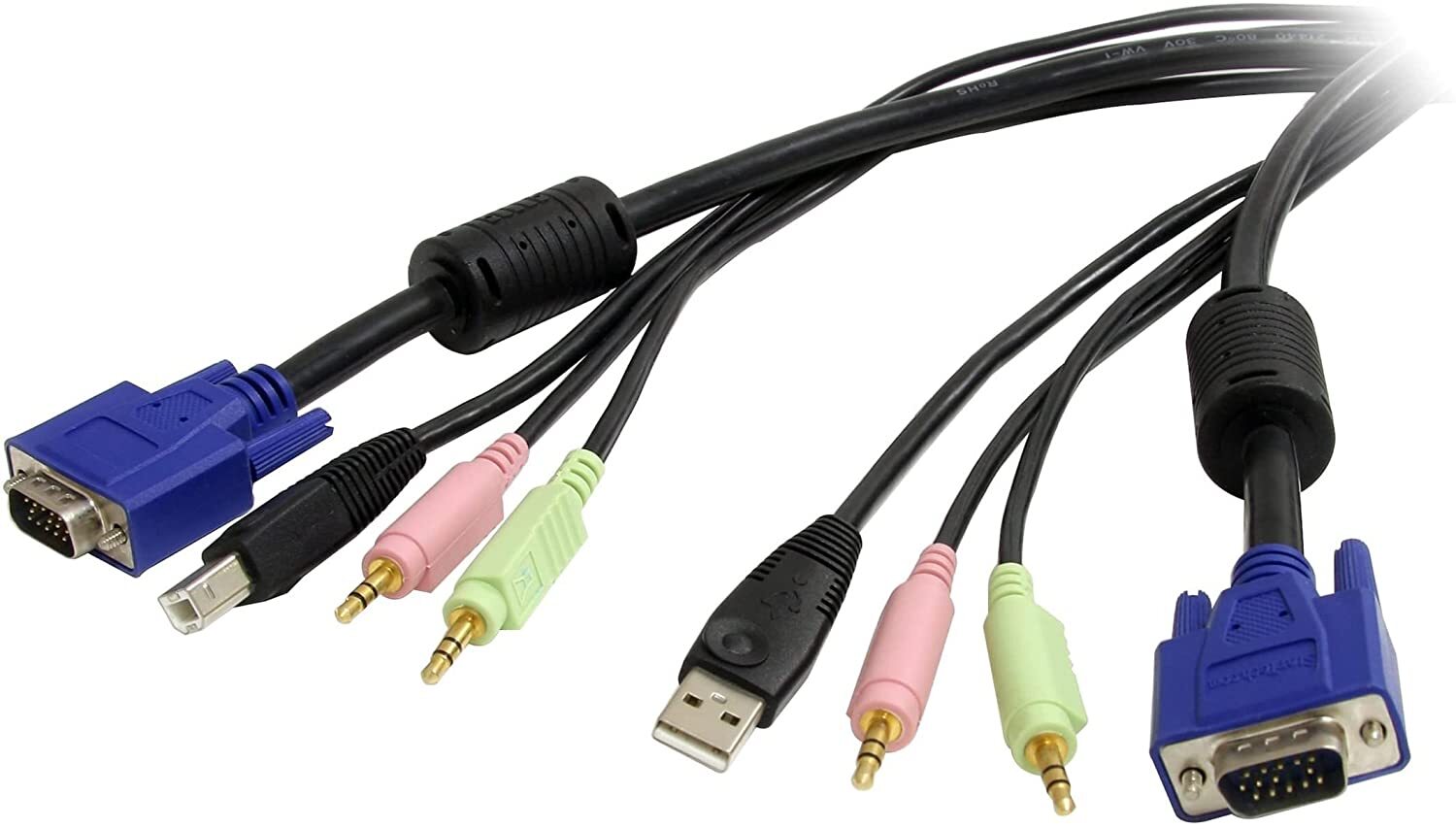 StarTech 6 ft 4-in-1 USB VGA KVM Switch Cable w/Audio & Microphone (USBVGA4N1A6)