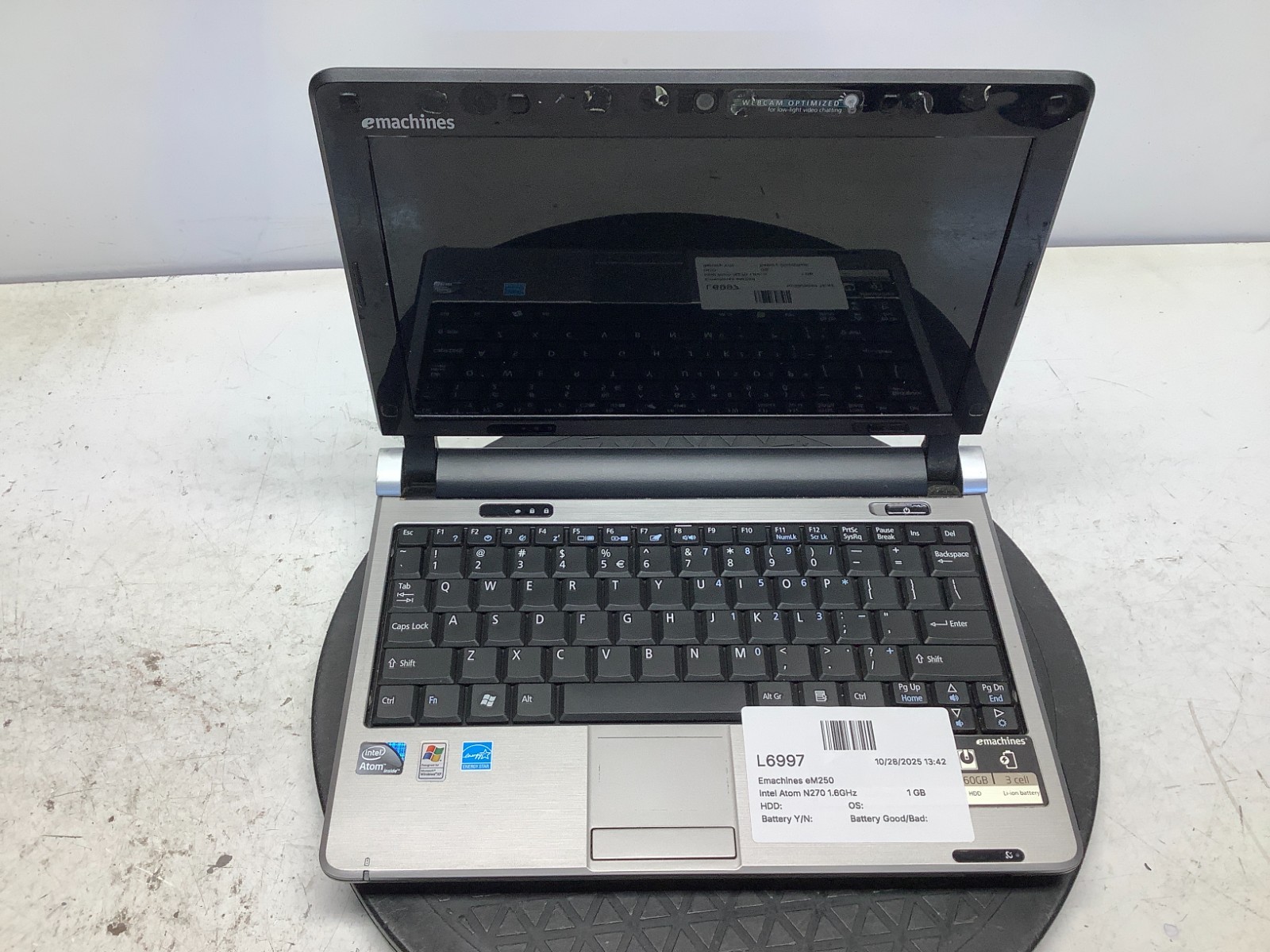 eMachines eM250 Intel Atom N270 1.6GHz 1 GB NO HDD