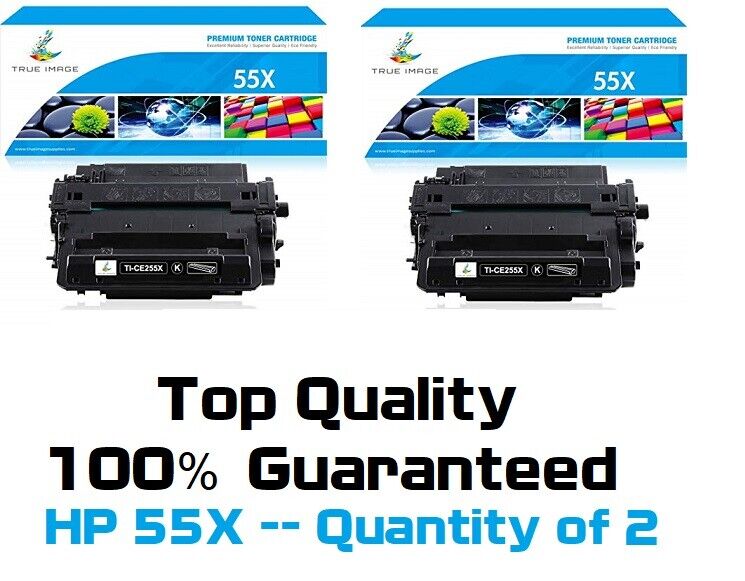 2 New Factory Sealed 55X Toner Cartridges Compatible to HP CE255X 55X