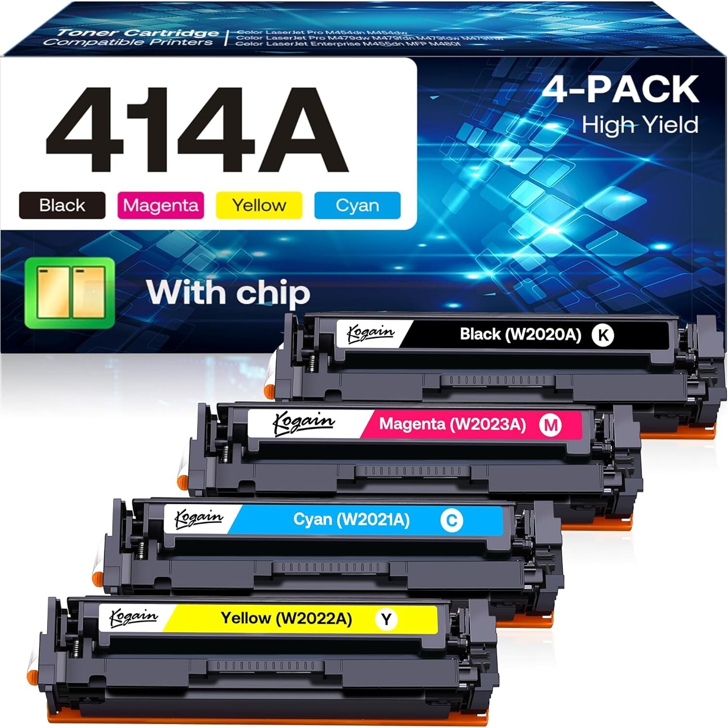 Kogain 414A Toner Cartridges (with Chip) (BCMY, 4 Pack)