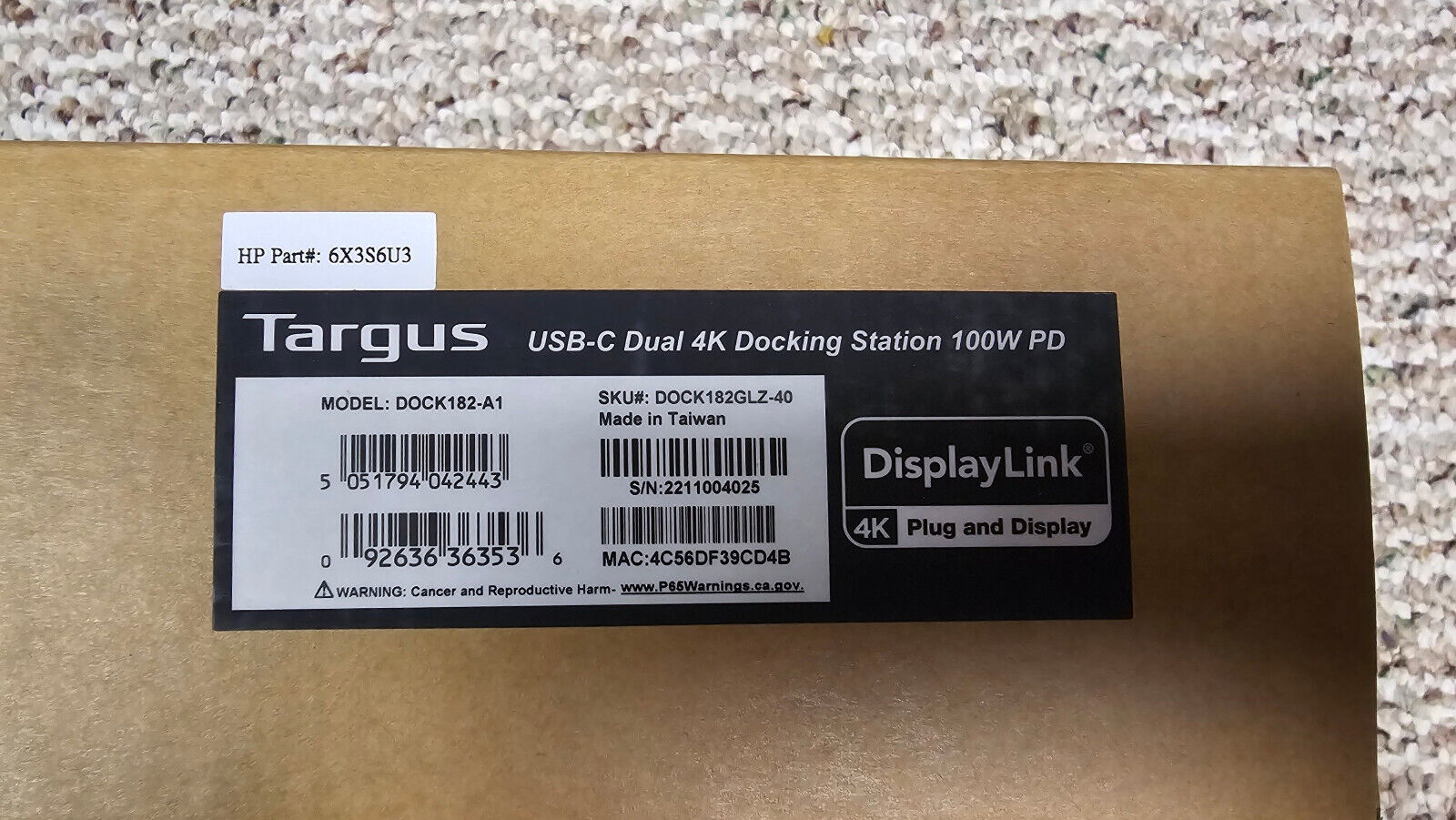 (NEW) Targus DOCK182-A1 Dual 4K Docking Station 100W PD  DOCK182GLZ-40