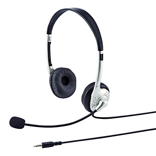 Sanwa Supply Tablet Headset 3.5mm Mini Plug 4-pole Dual Ear Type Silver