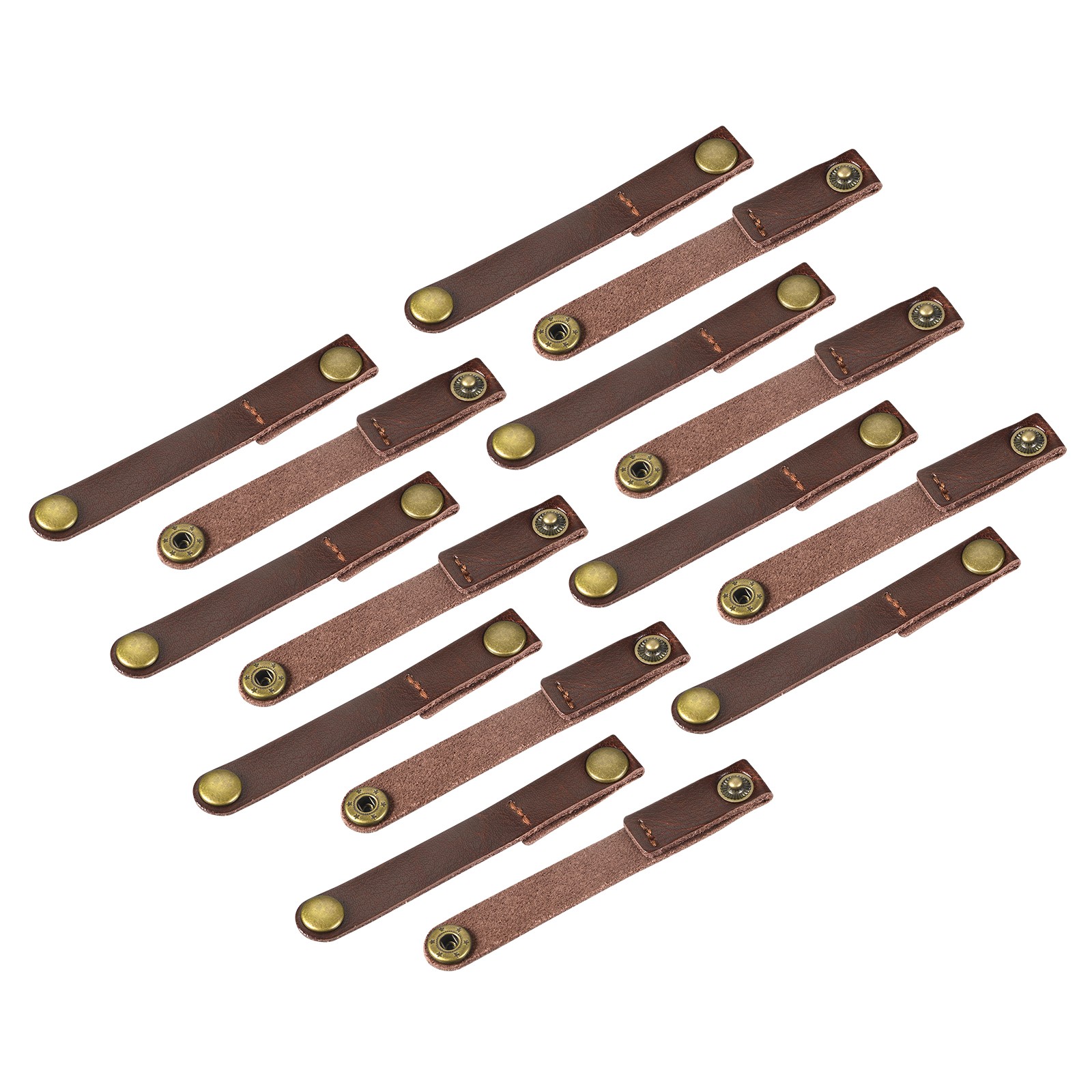15 Pcs Leather Cable Straps Cord Organizer Brown Management