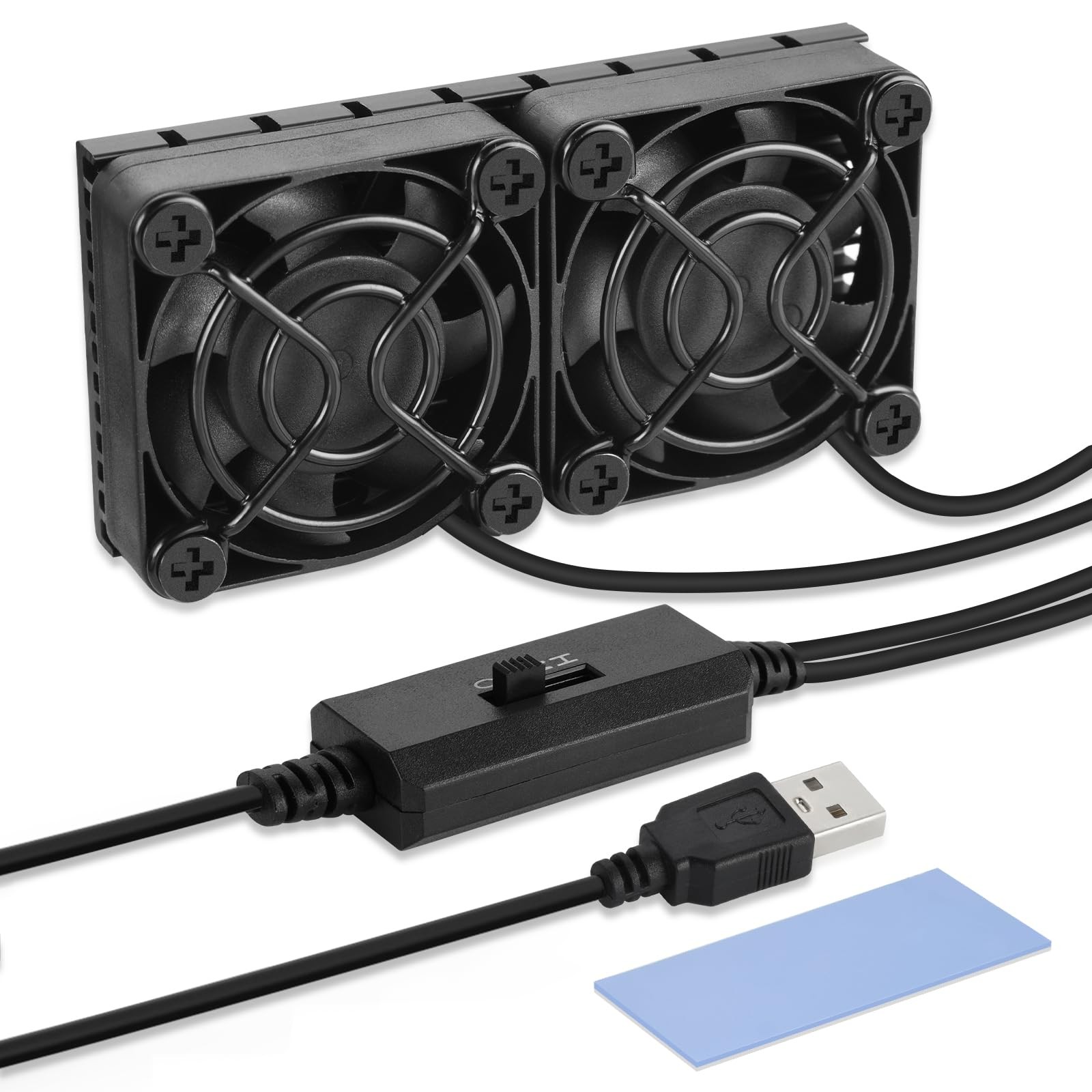 ELUTENG Computer Fan USB 40Mm Dual Row 2 in 1 USB PC Fans with 3 Adjustable Spee