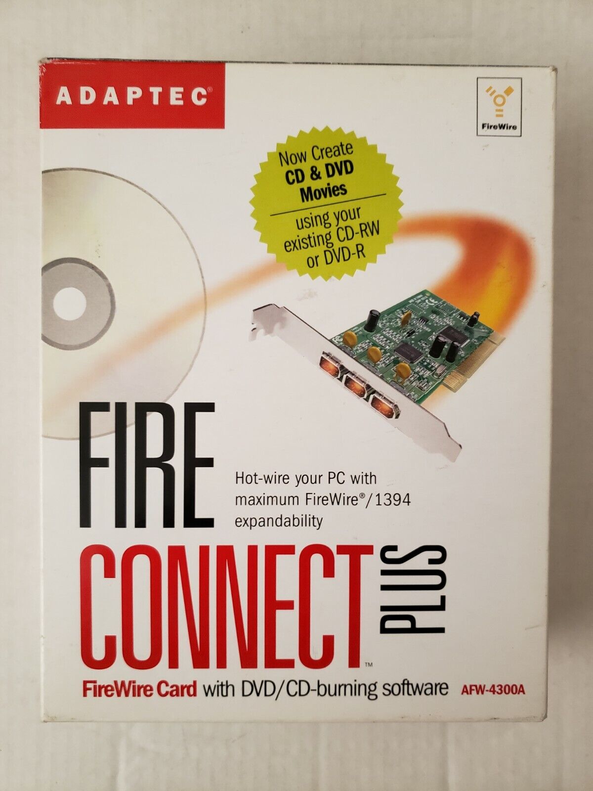 Adaptec Fire Connect Plus FireWire Card w/ DVD/CD-burning Software Brand New