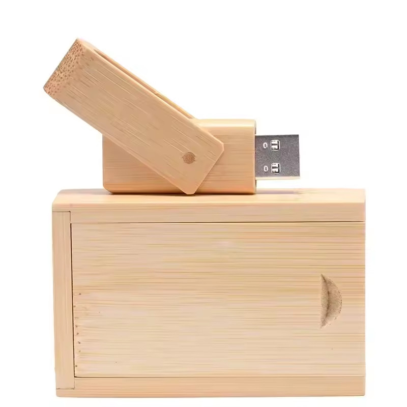 Custom Logo rotate wood box Flash Drives 32GB 64GB 128GB Pen Drive Memory Stick