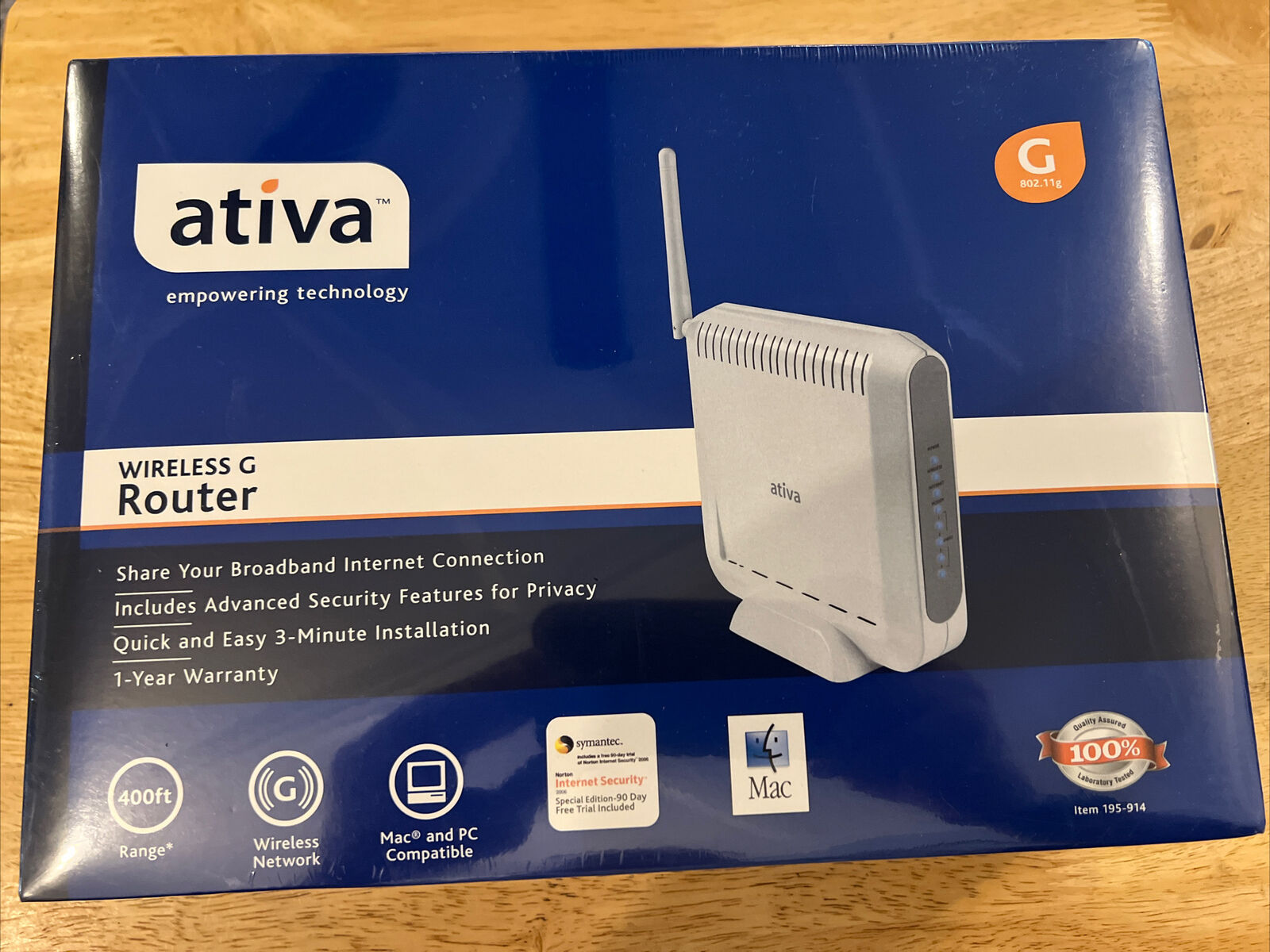 Ativa Wireless G Router 400 ft range AWGR54 NEW IN BOX FACTORY SEALED