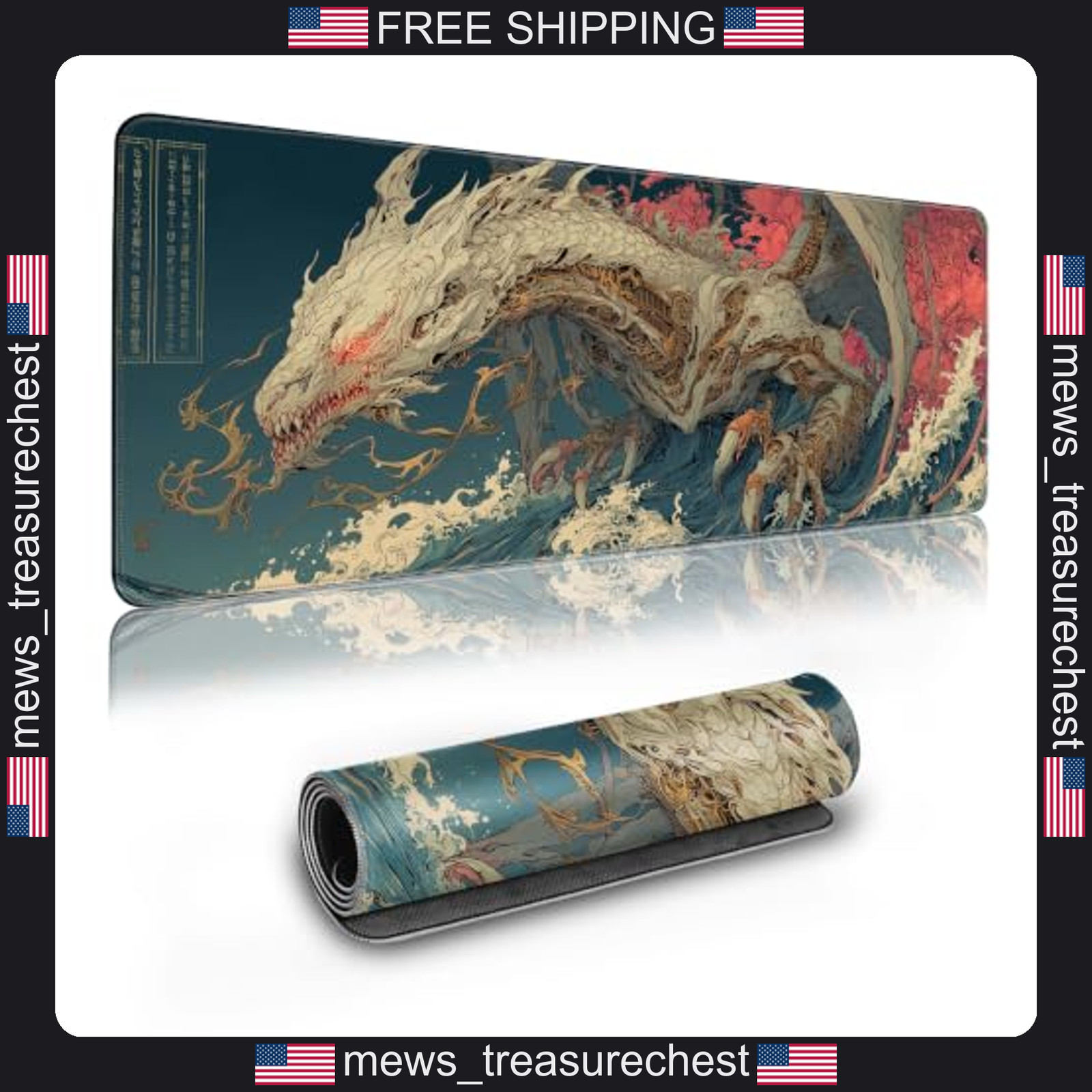 Gaming Mouse Pad Large Desk Mat with Non-Slip Base and Stitched Edges