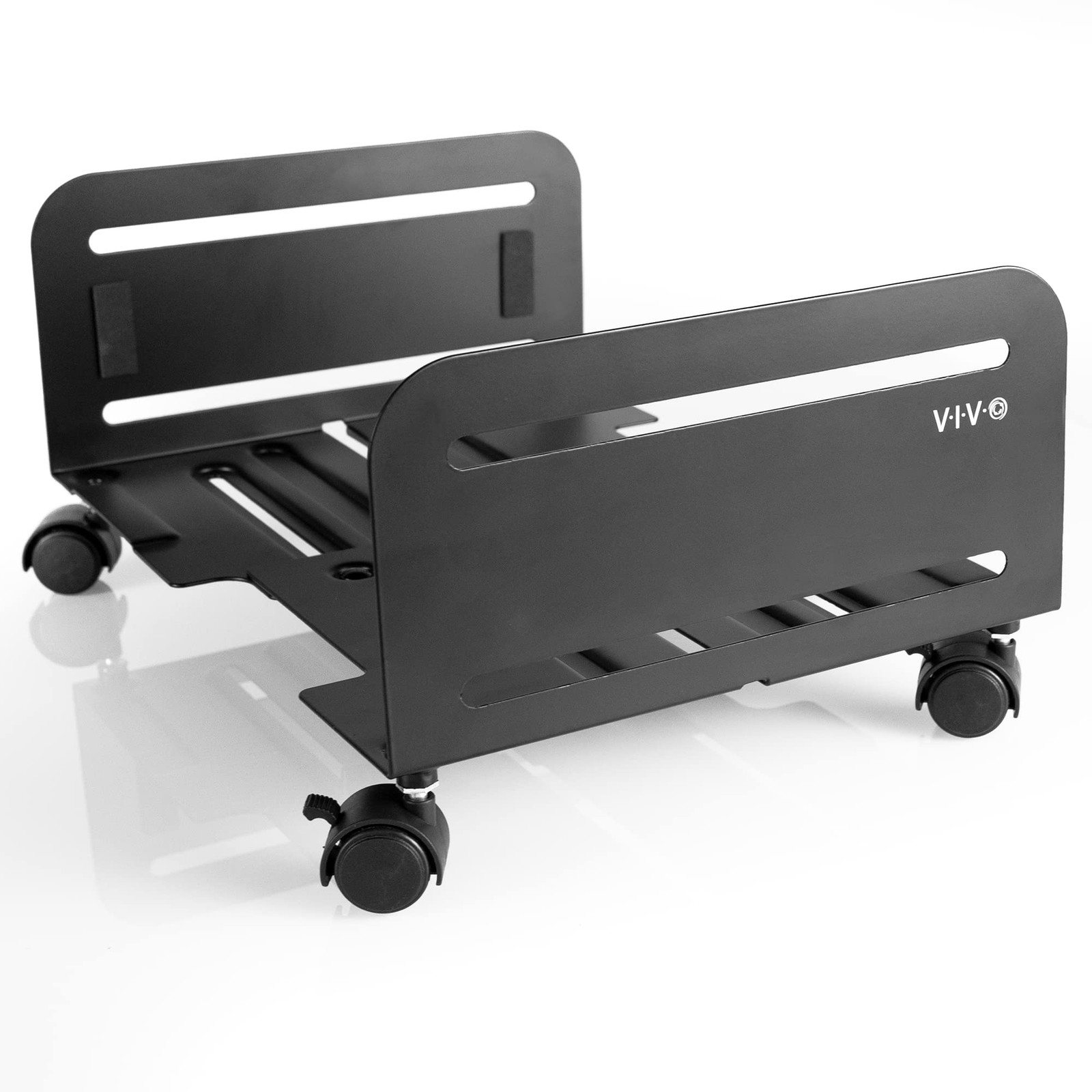 Large ATX Computer Tower Stand, Adjustable Mobile Cart with Locking Wheels, B...