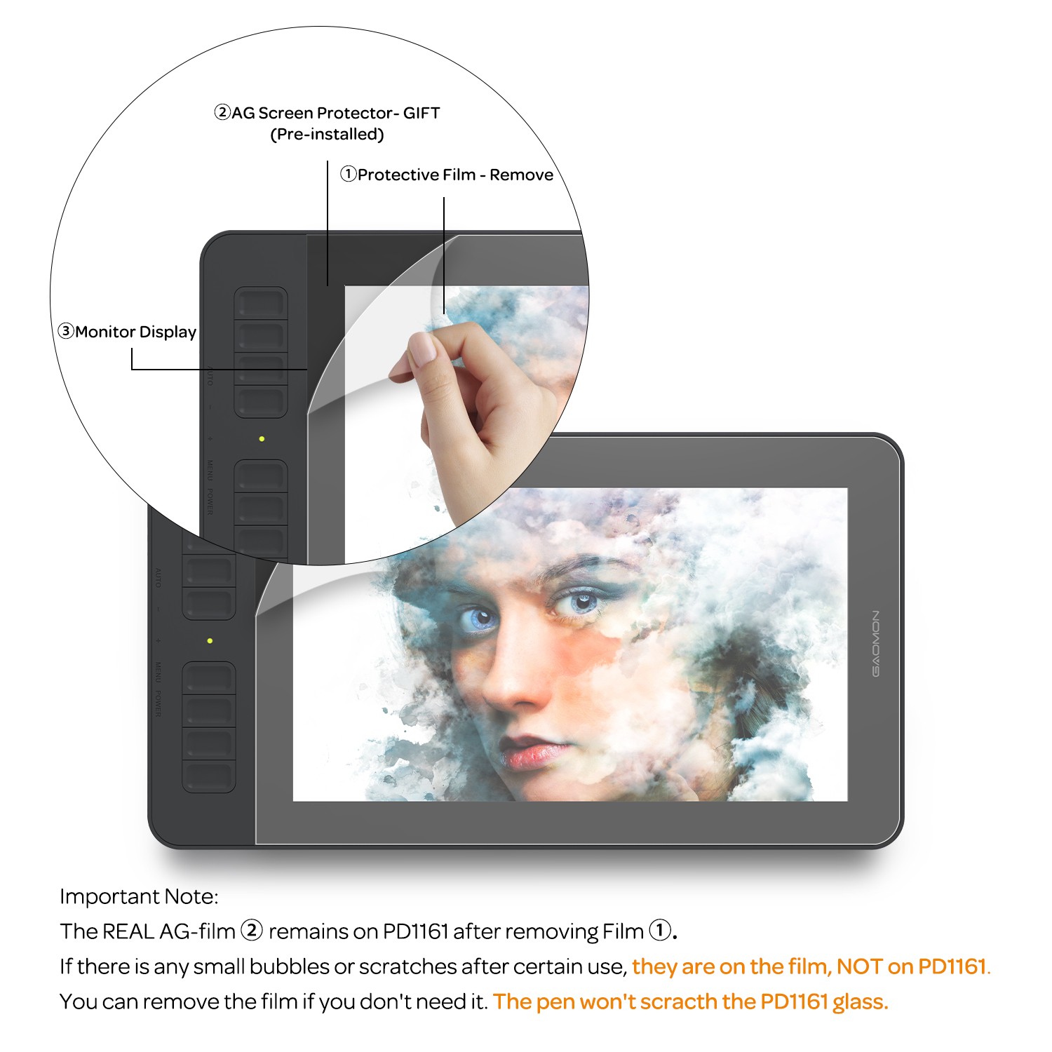GAOMON PD1161/PD156PRO/PD2200 Pen Display Monitor Screen Film Protector