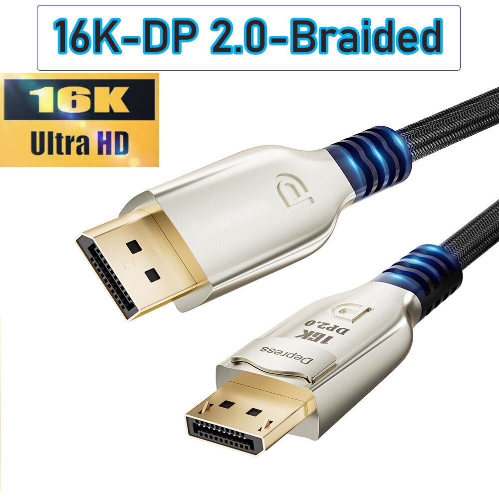 8K DisplayPort 2.0 Cable 6ft 16K DP to DP 2.0 Cable 165Hz 144Hz for Gaming TV PC