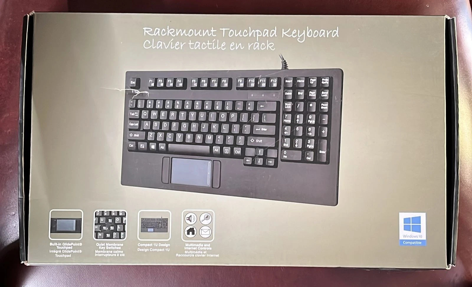 Adesso 1U Rackmount Touchpad Keyboard Compact USB Wired with GlidePoint