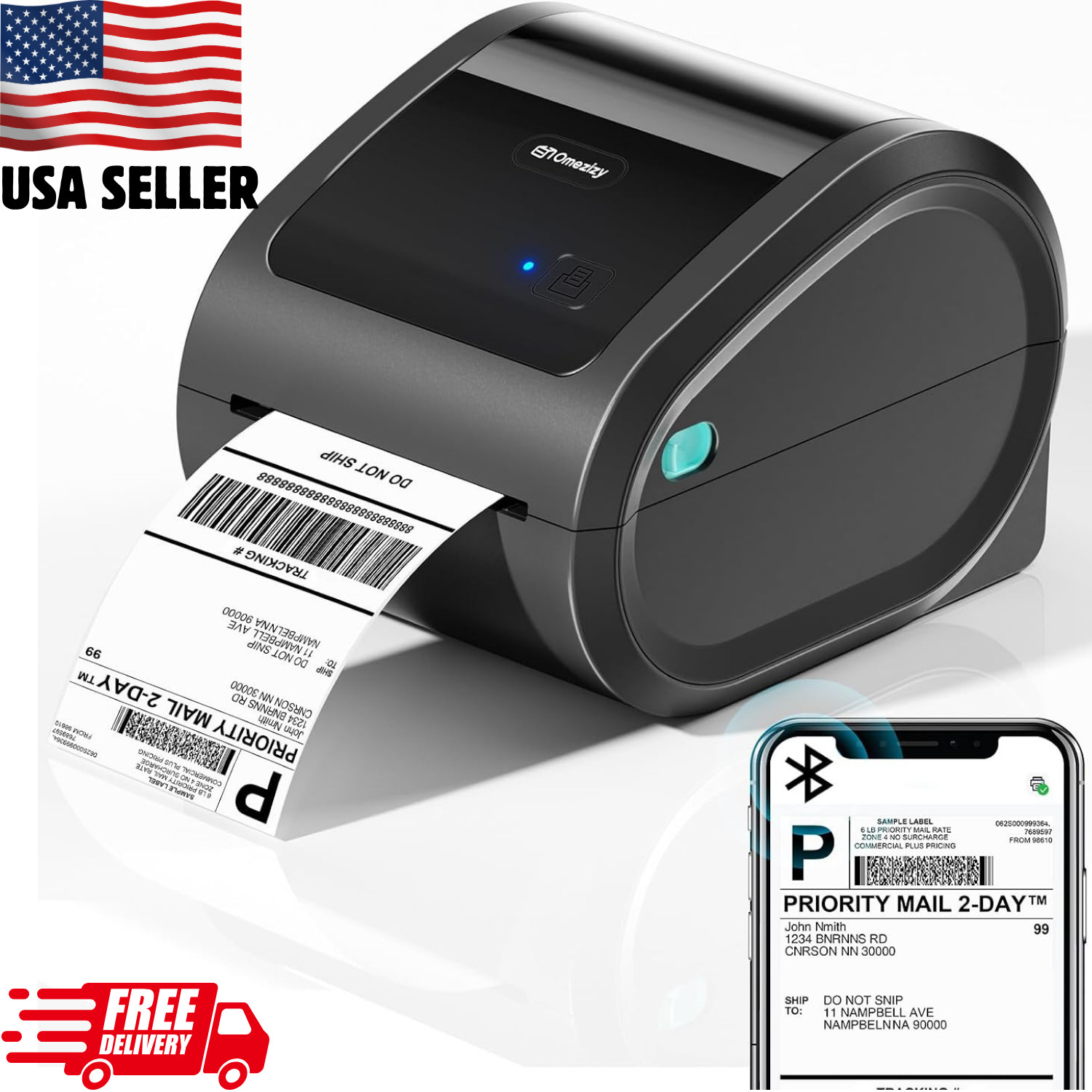 Bluetooth 4x6 Thermal Shipping Label Printer for eBay USPS UPS FedEx Shopify