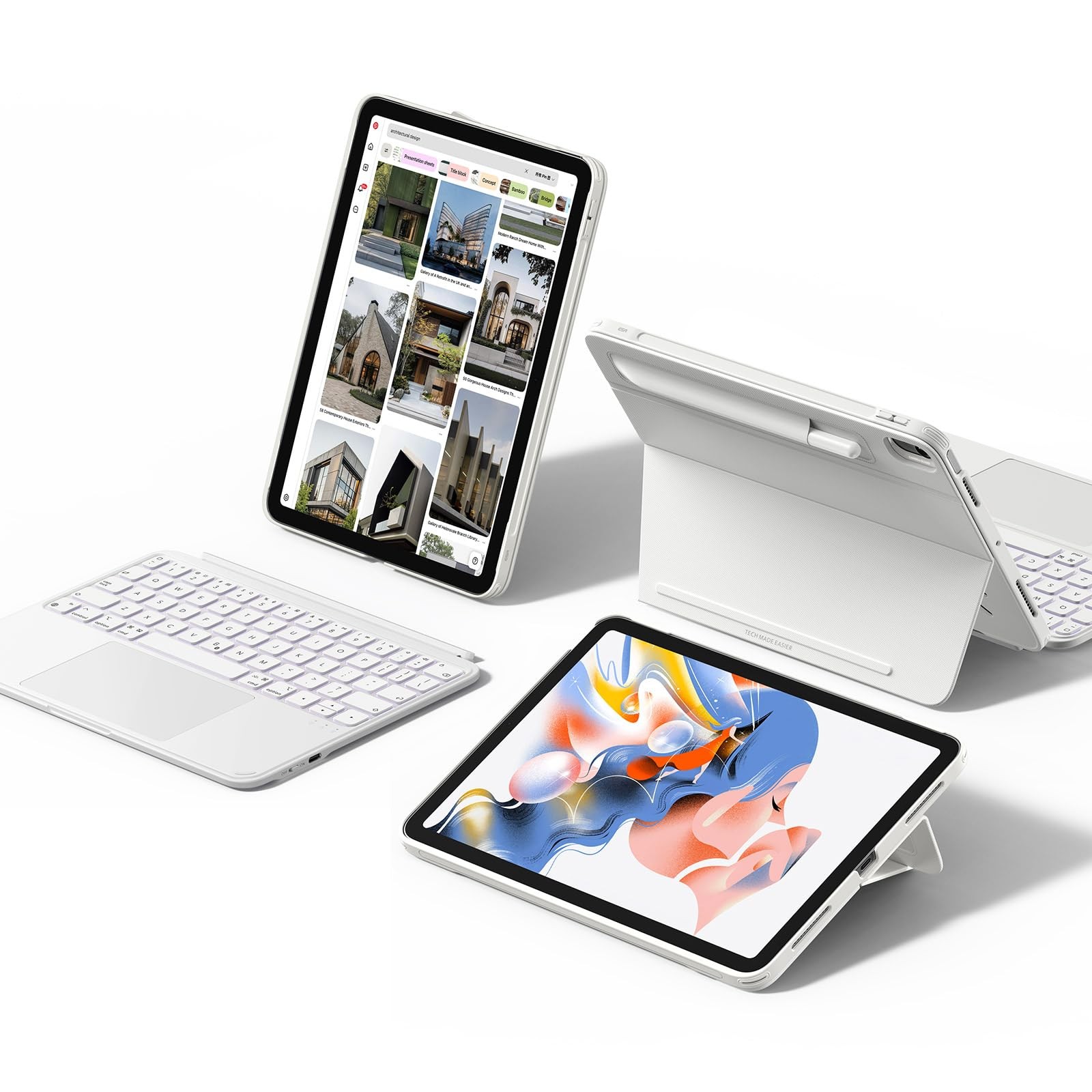ESR Shift Keyboard Case iPad Air 11 M4 M3 M2 Detachable Trackpad White