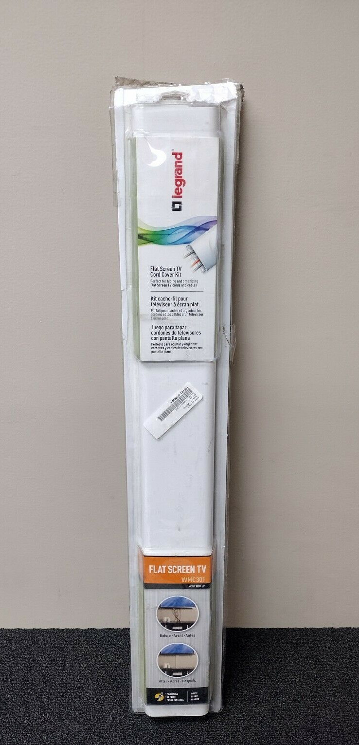 LEGRAND WIREMOLD ON-WALL FLAT SCREEN TV CABLE CONCEALMENT KIT, WHITE-WMC301