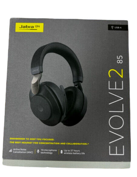 Jabra Evolve2 85 UC Wireless Headphones with Link380a, Stereo & Noise Cancelling