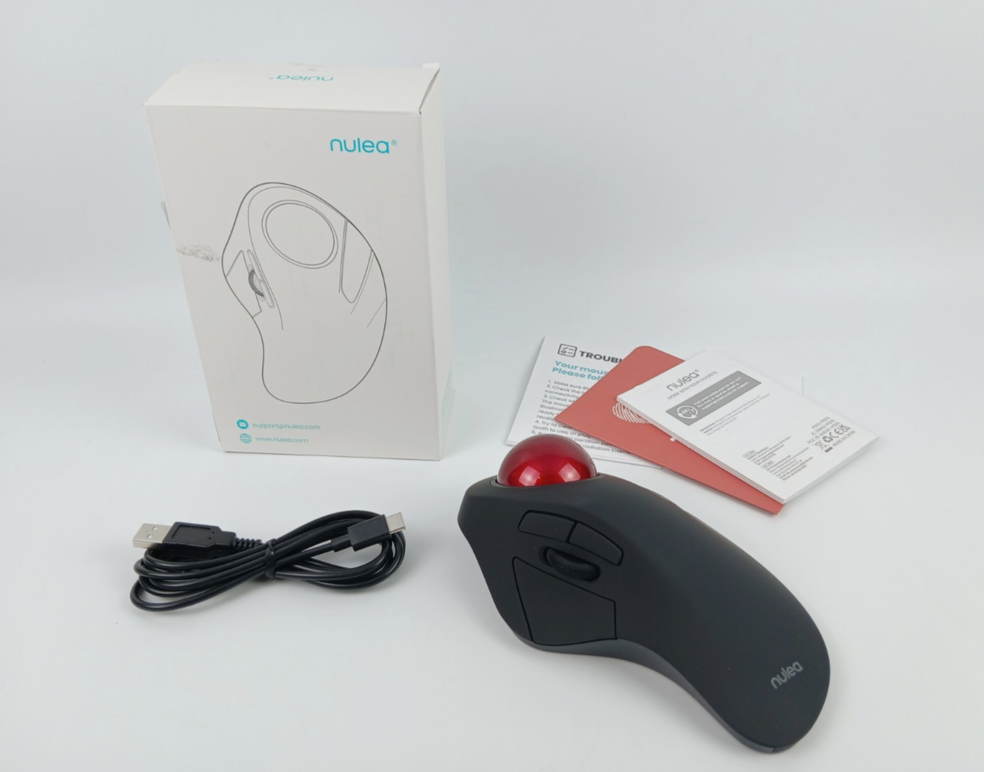Nulea M505 Wireless Trackball Mouse Rechargeable Ergonomic BT1+BT2+2.4G USB Rec.