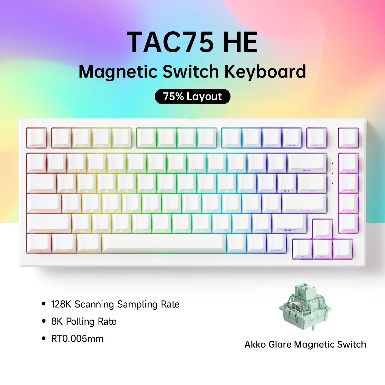 AKKO TAC75 HE Magnetic Switch Gaming Keyboard 75% Wired RGB 8K Hot-Swap