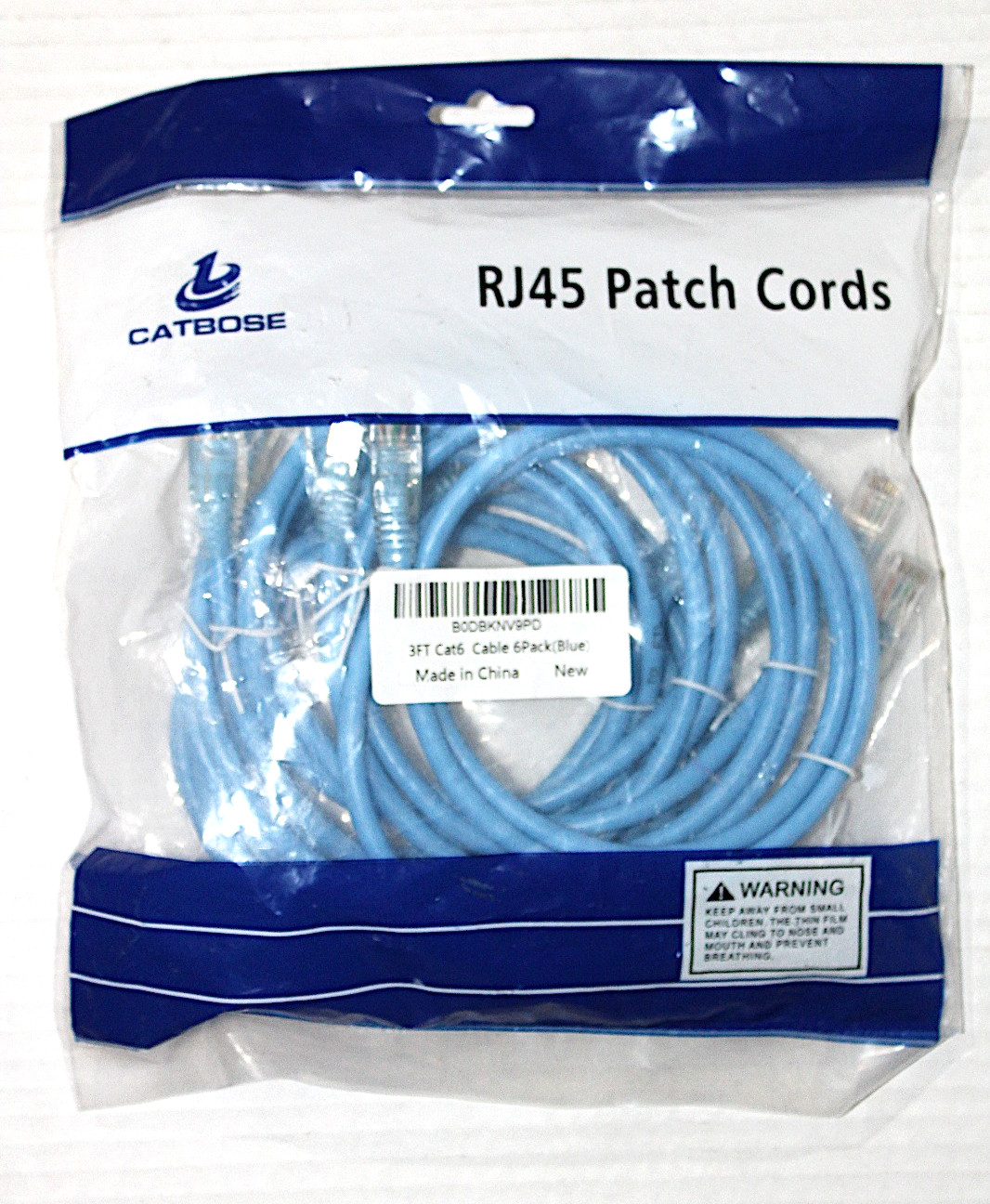 6-Pack RJ45 Patch Cords Catbose Each Cord 3FT CAT 6 Cable Ethernet Network LAN