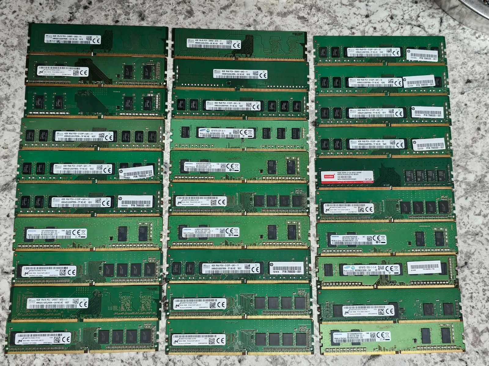 Lot 30x 4GB DDR4 Desktop RAM Memory Clean Pull Mixed Major Brands 2133 2400 2666