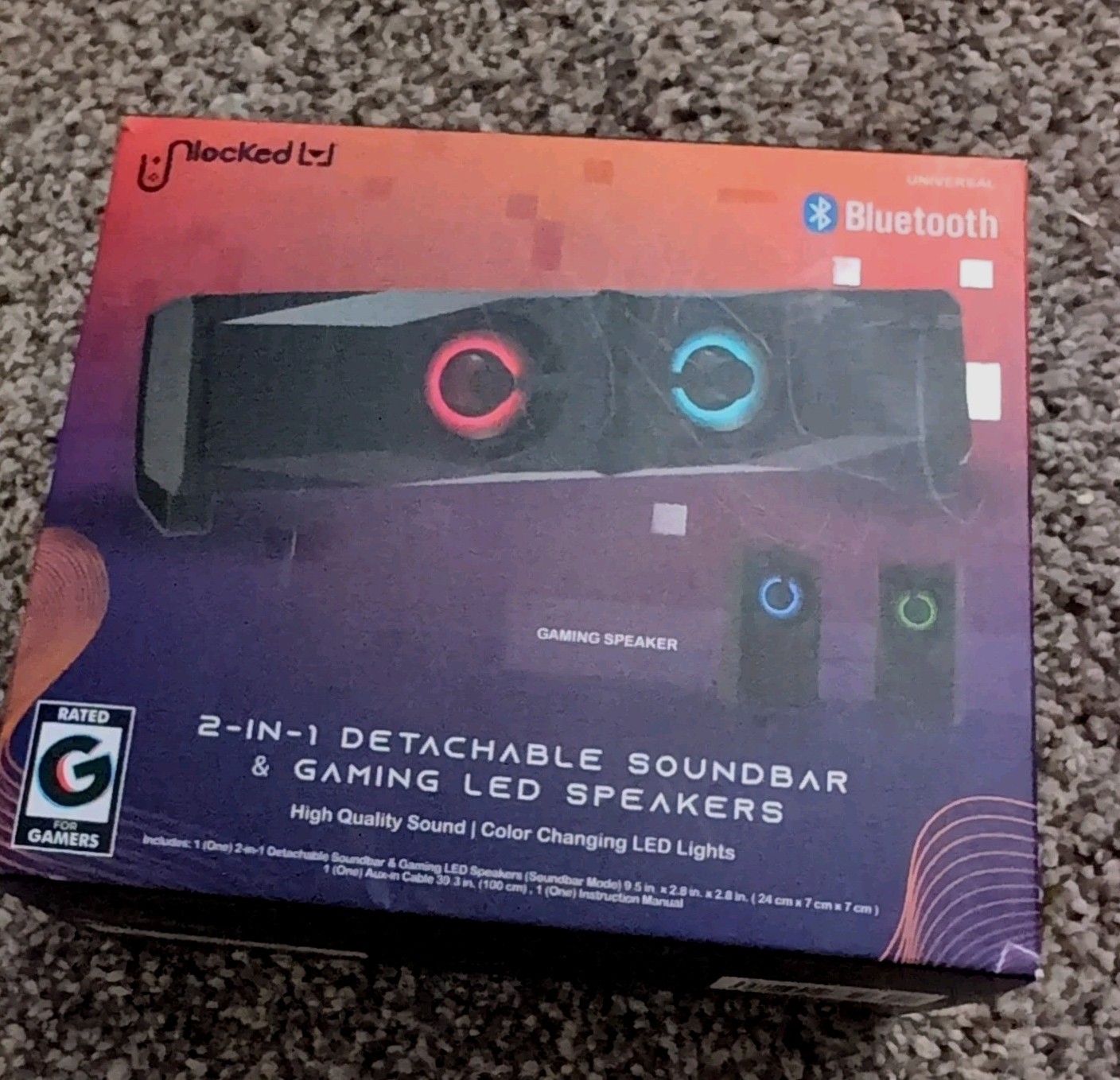 Unlocked 2 In 1 Detachable Soundbar & Gaming LED Bluetooth Speakers