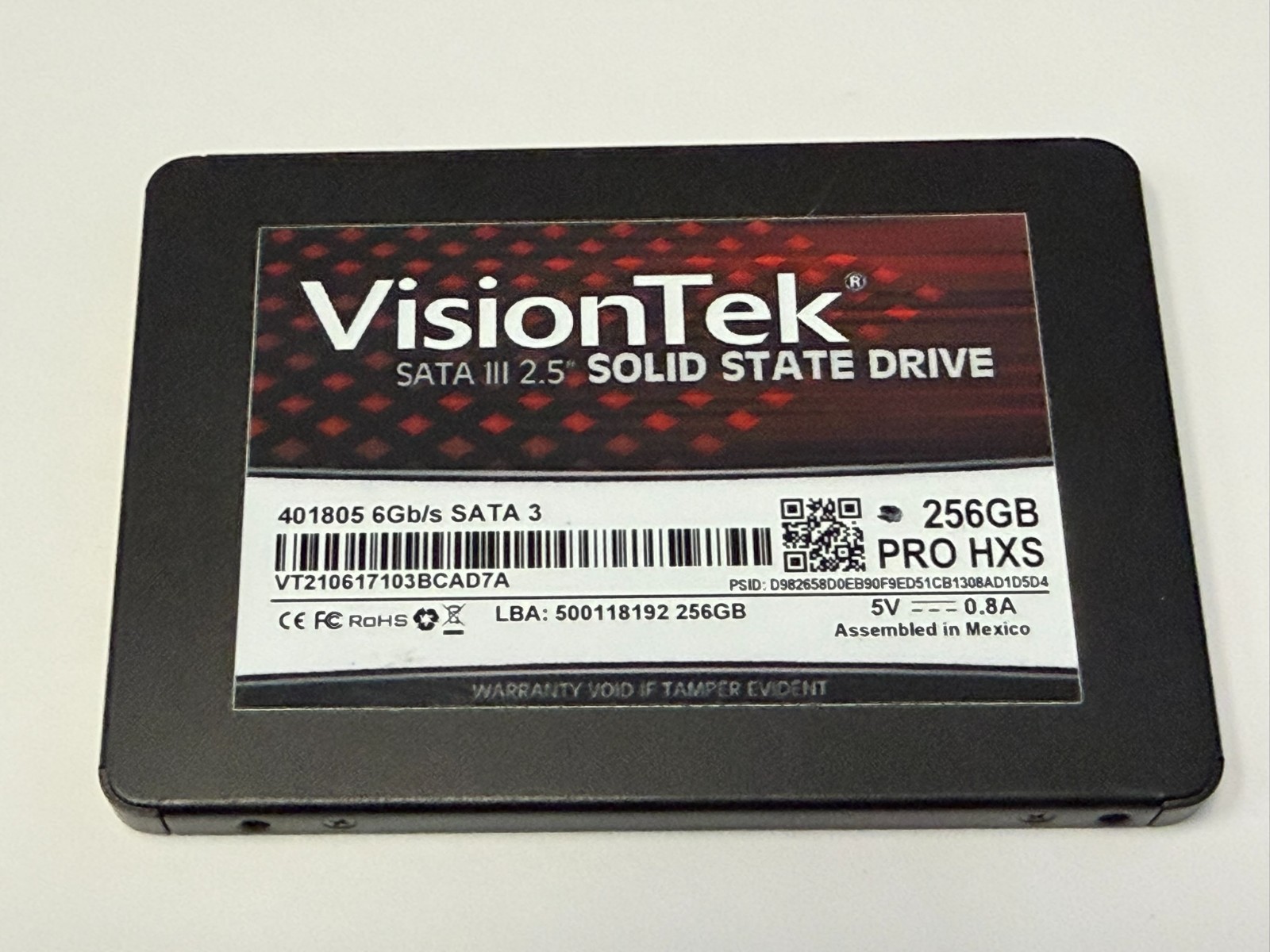 VisionTek 256GB PRO HXS SATA III 2.5" SSD Solid State Drive VT210617103BCAD7A