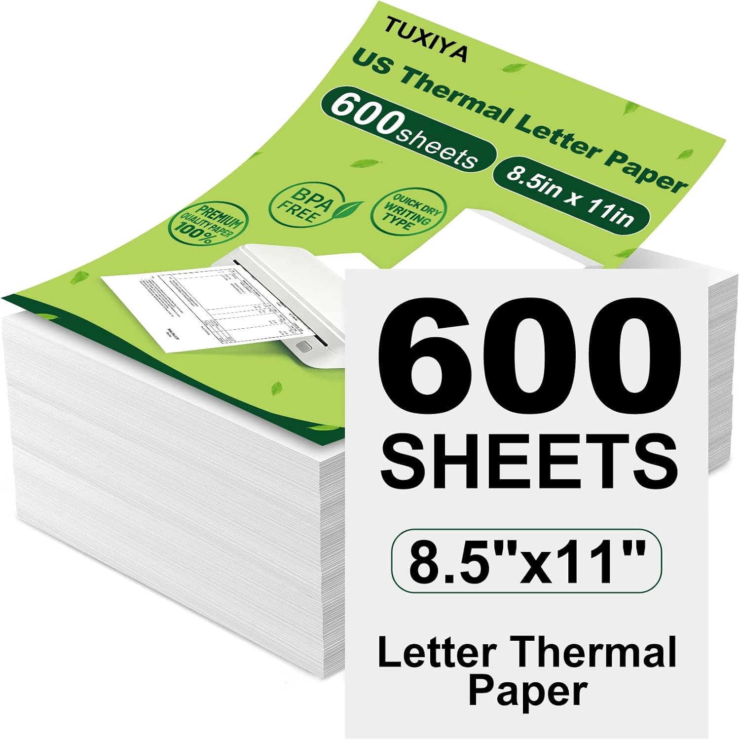 600 Sheets Thermal Printer Paper 8.5 X 11 Inch