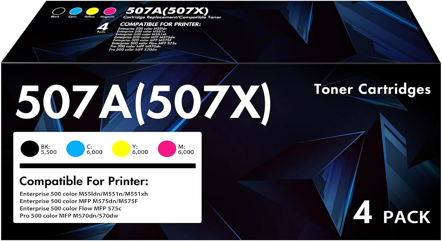 507A Toner Cartridge CE400A, CE401A for HP Enterprise M551, M570 & M575 Series