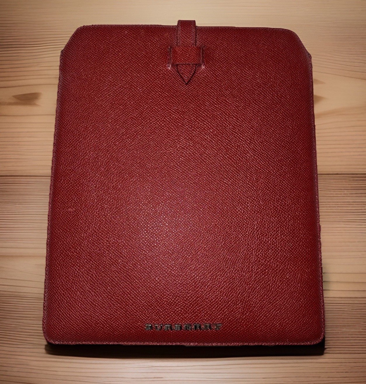 Burberry iPad Tablet Sleeve Case Red Leather Closure AUTHENTIC London UK 8”X9.5”