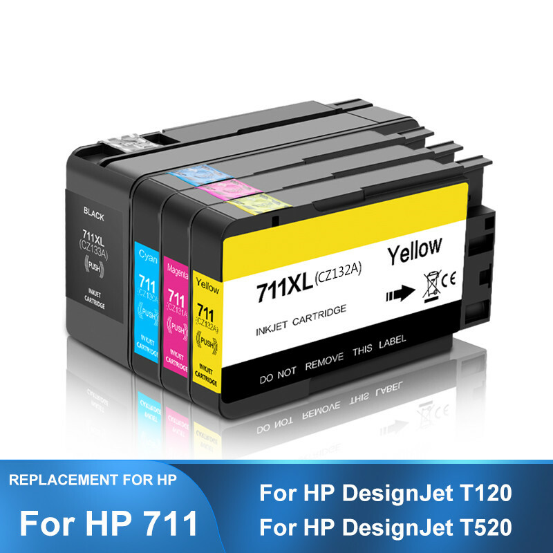 4PC/SET HP 711XL Replacement Ink Cartridge For HP DesignJet T120 T520 Printer