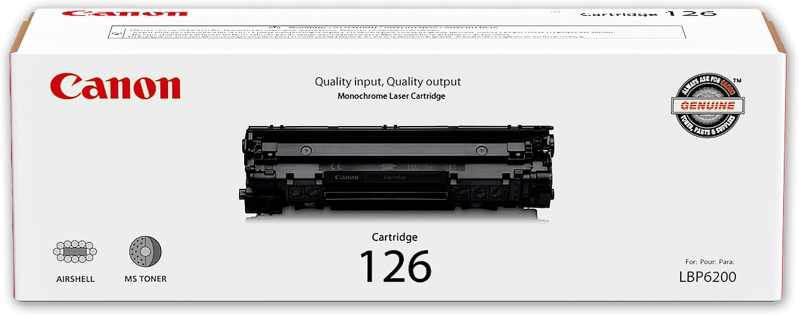 Canon Genuine 126 Black Toner Cartridge Compatible with Lbp6200D, Lbp6230Dw