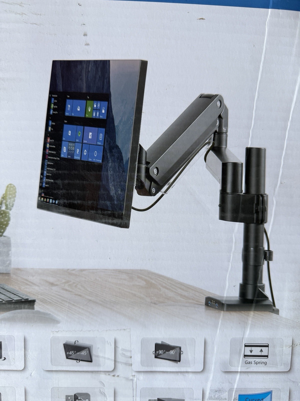 VIVO Single Monitor Desk Mount Gas Spring STAND-V101GTU USB