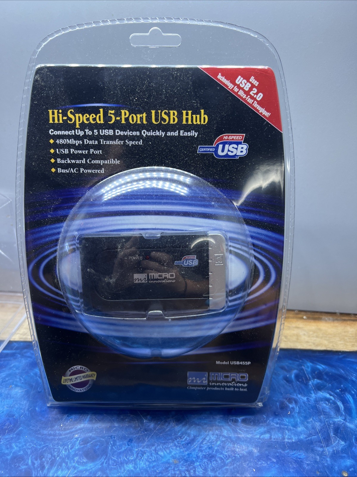 Micro Innovations USB455P Hi Speed 5-Port USB 2.0 Hub New Sealed 
