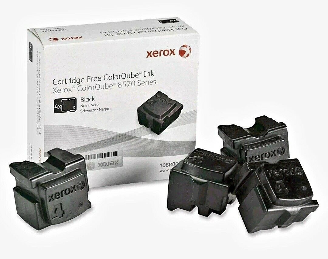 GENUINE XEROX 108R00930 4x Black Solid ColorQube Ink 8570/8580 NEW in SEALED Box