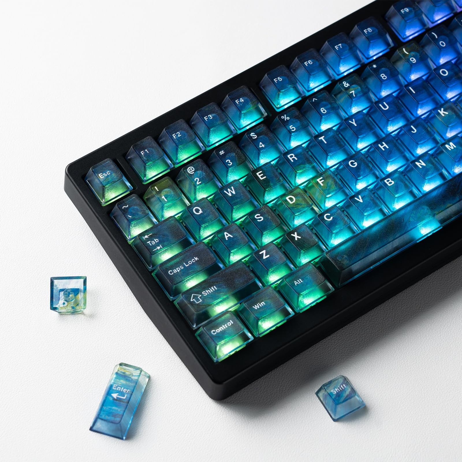 115 Keys Blue Transparent Keycaps Starry Sky Cherry Profile Fits 60100%