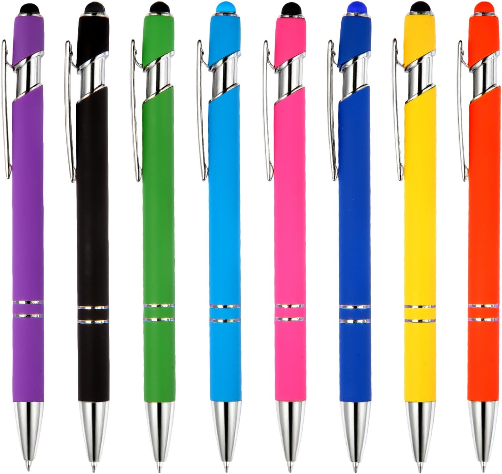 Ballpoint Pen 2-in-1 Stylus 8 Pack, Retractable Ballpoint Pen with Stylus tip