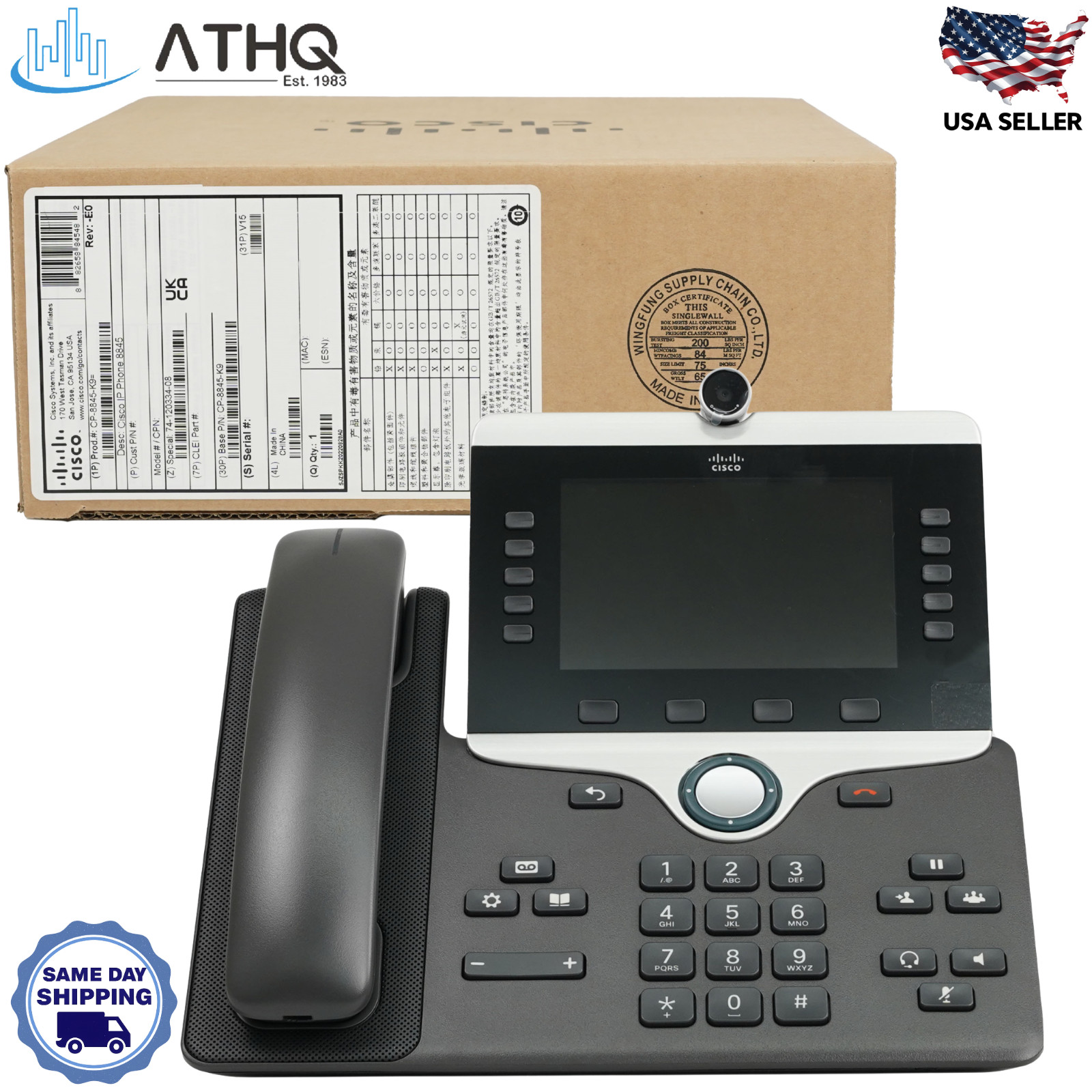 Cisco CP-8845-K9 IP Phone 8845 5-Line HD Video VoIP Bluetooth Gigabit PoE NEW