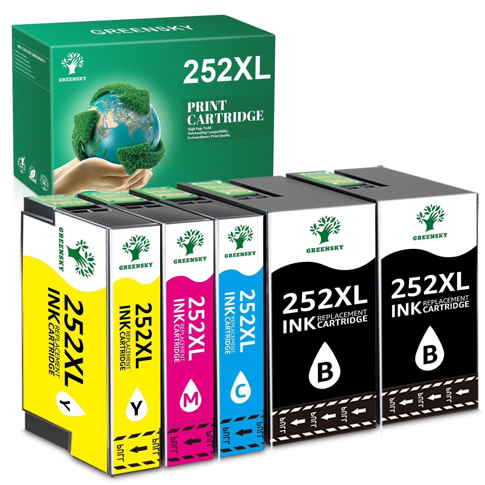 5Pcs 252XL Compatible For Epson Ink Cartridges for WorkForce WF-7720 WF-7710DTWF