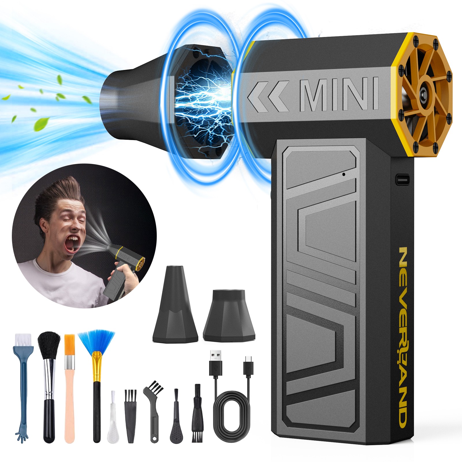 180000RPM Portable Compressed Air Duster Power Electric Air Duster Cleaner 1pcs