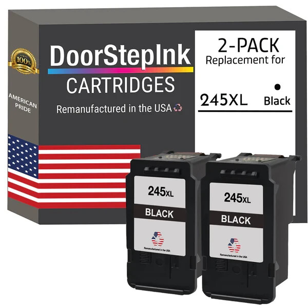 DoorStepInk Compatible Ink Cartridges for Canon PG-245XL Black Twin Pack-USA